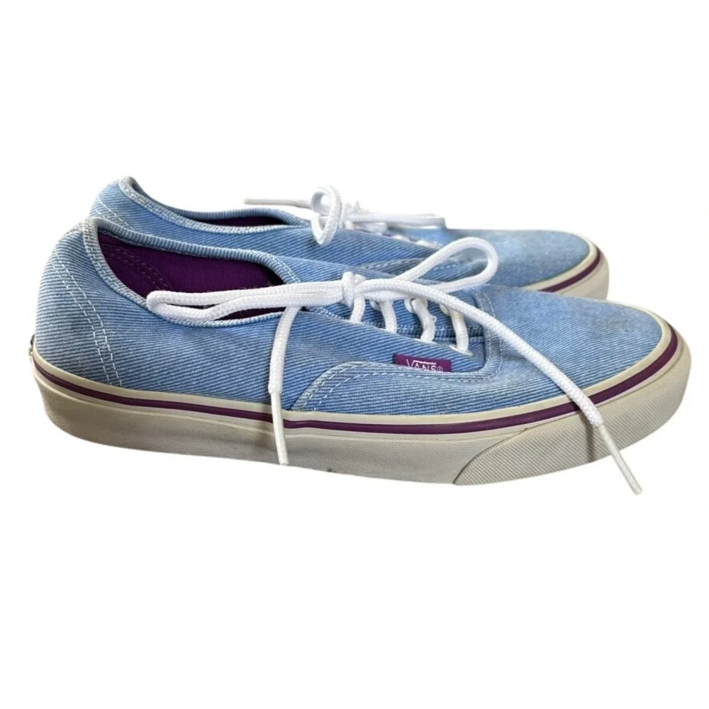 Vans Blue Denim Sneakers Women's Sz‎ 7.5 Washed Twill Skater Grunge